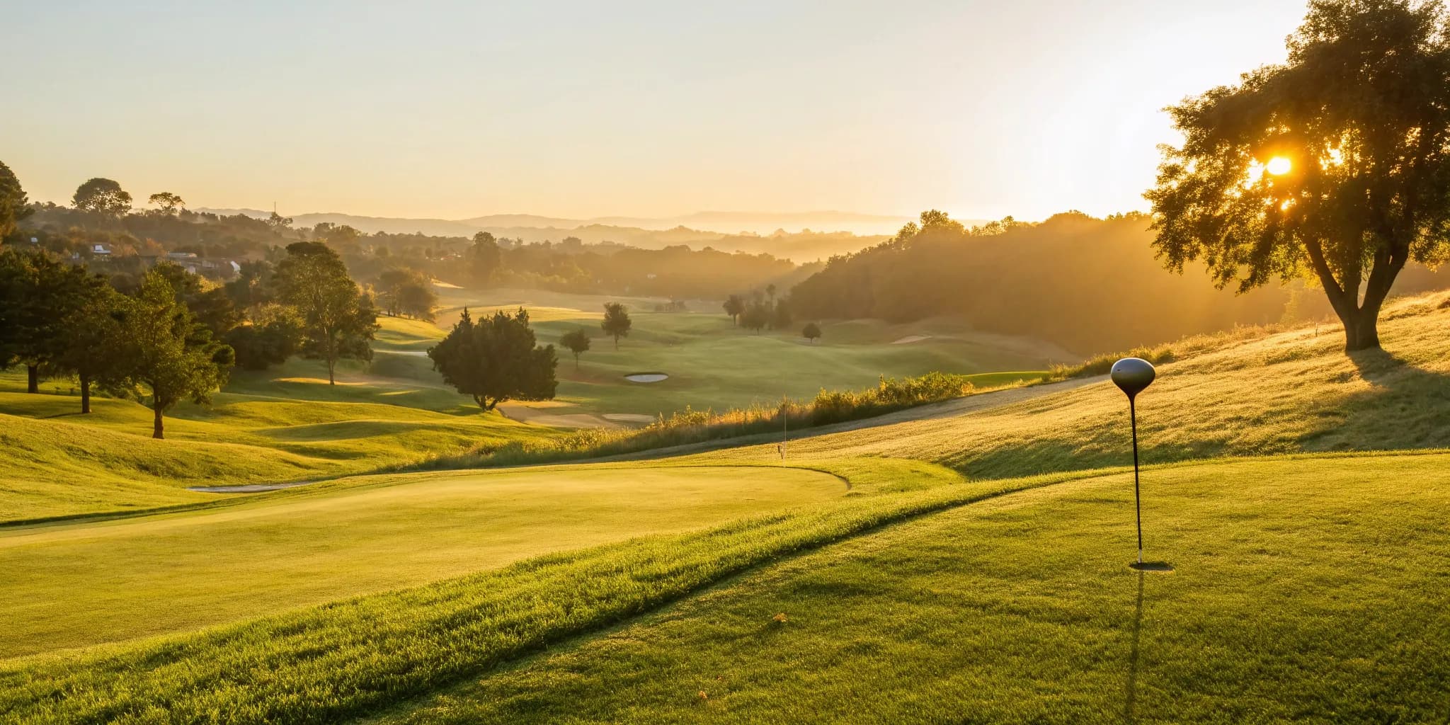 A scenic golf course at sunrise, ready to host a profitable event or tournament.