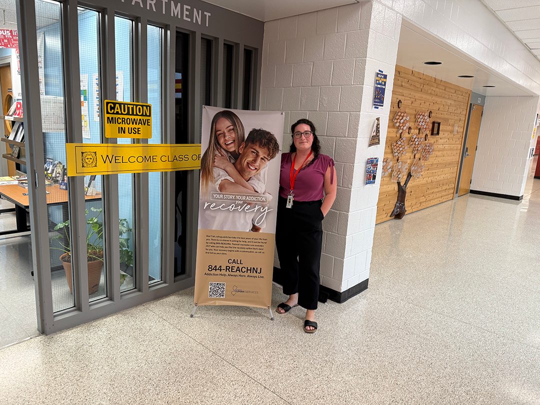 Standing banner, campus hallway