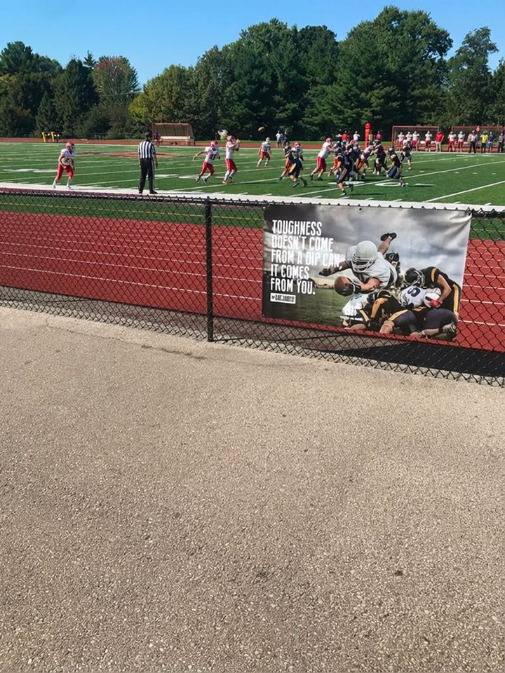 Outdoor banner, community football field